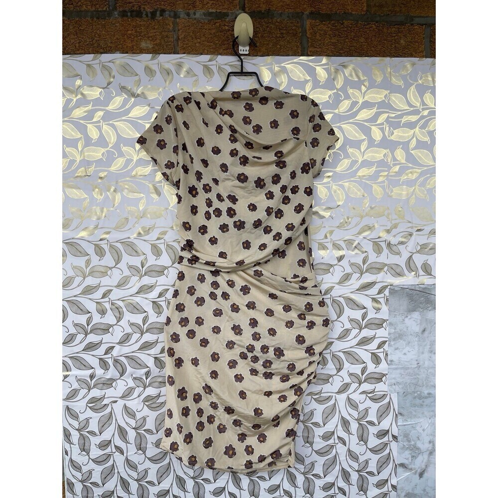 Adele Fado Italy Ruched Floral Mini Dress - Brown & Cream Whimsigoth Aesthetic - - Picture 5 of 9